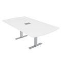 Skutchi Designs 6 Ft Arc Rectangle Conference Table Metal T Bases, Power And Data, 6 Person Table, White HAR-AREC-46X72-T-ELEC-XD09